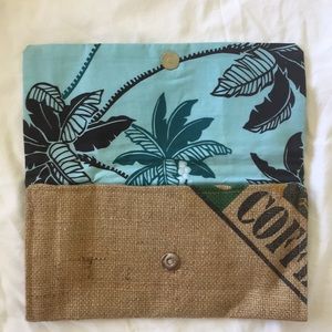 Handmade coffee sack clutch purse